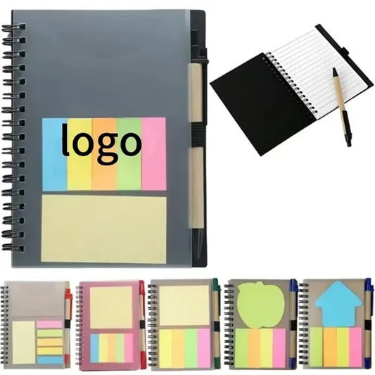 Plastic Spiral Notebook With Pen And Notes Page Marker Color