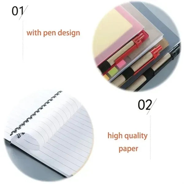 Plastic Spiral Notebook With Pen And Notes Page Marker Color
