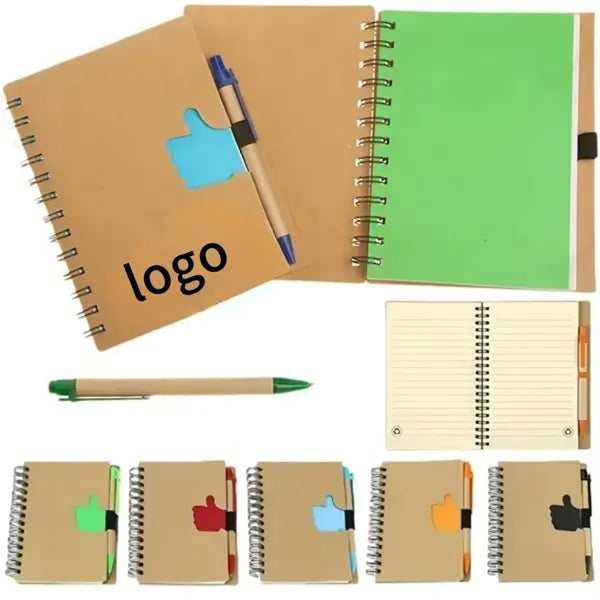 Recycled Spiral Notebook With Pen And Shaped Die Cut