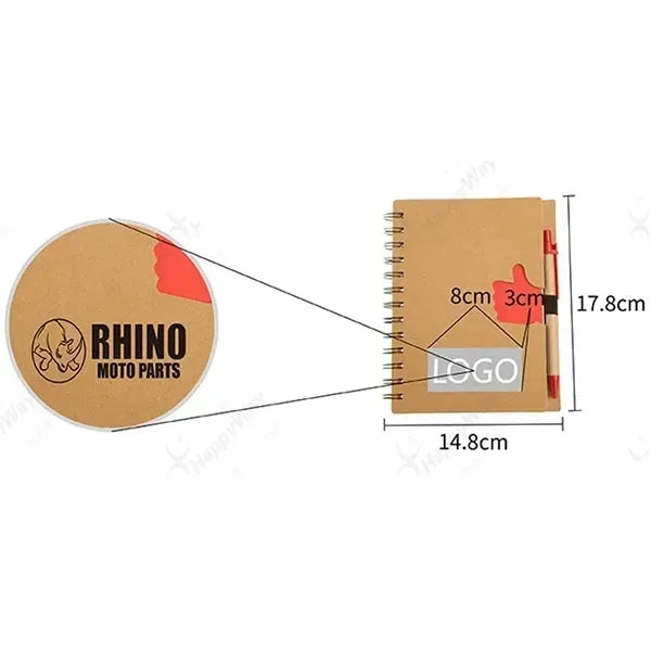 Recycled Spiral Notebook With Pen And Shaped Die Cut