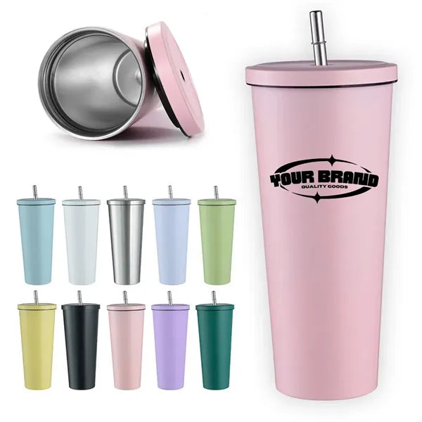 25 oz. Stainless Steel Insulated Tumbler with Straw