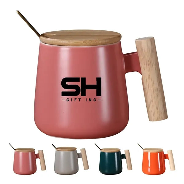 12oz Ceramic Mug With Wooden Handle