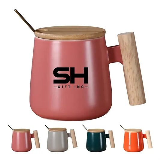 12oz Ceramic Mug With Wooden Handle