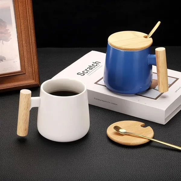 12oz Ceramic Mug With Wooden Handle