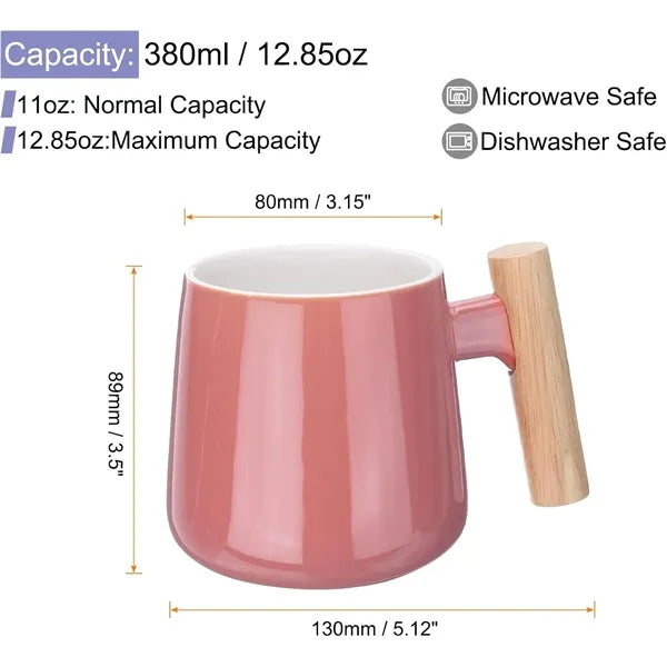 12oz Ceramic Mug With Wooden Handle