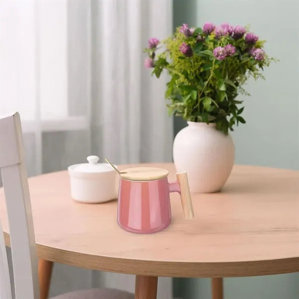 12oz Ceramic Mug With Wooden Handle