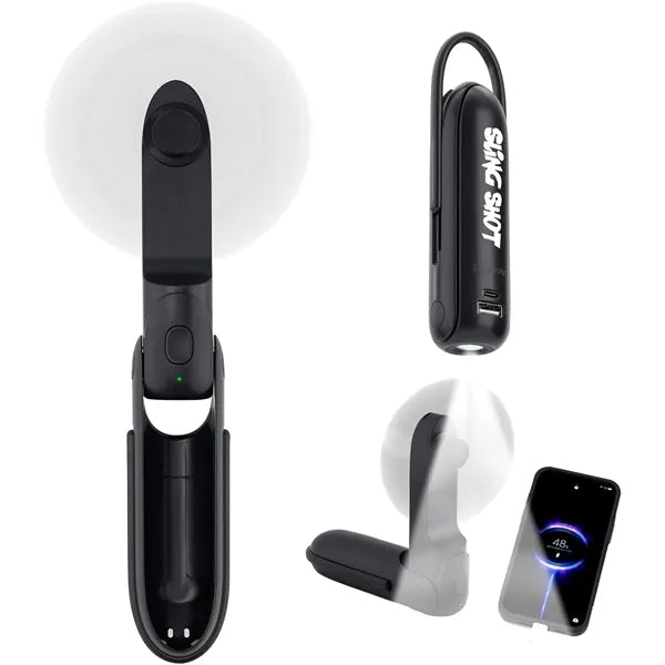 3 IN1 Rechargeable Portable Fan with Power Bank, Flash Light