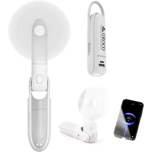 3 IN1 Rechargeable Portable Fan with Power Bank, Flash Light