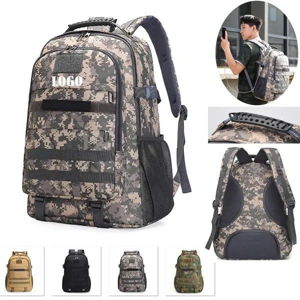 Tactical Camo Backpack With USB Charging Port