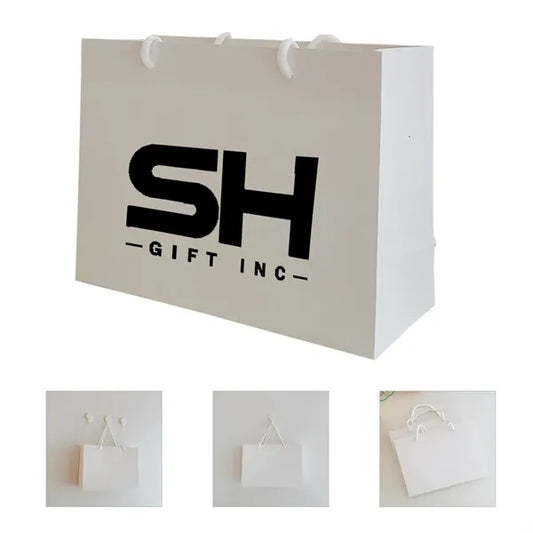 White Paper Euro Tote Bag W/ Cotton Rope Handles