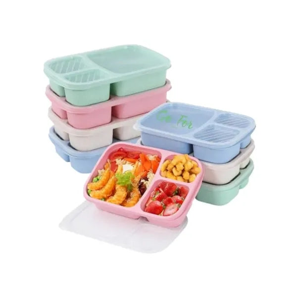 3 Compartment Wheat Straw Meal Prep Food Storage Containers