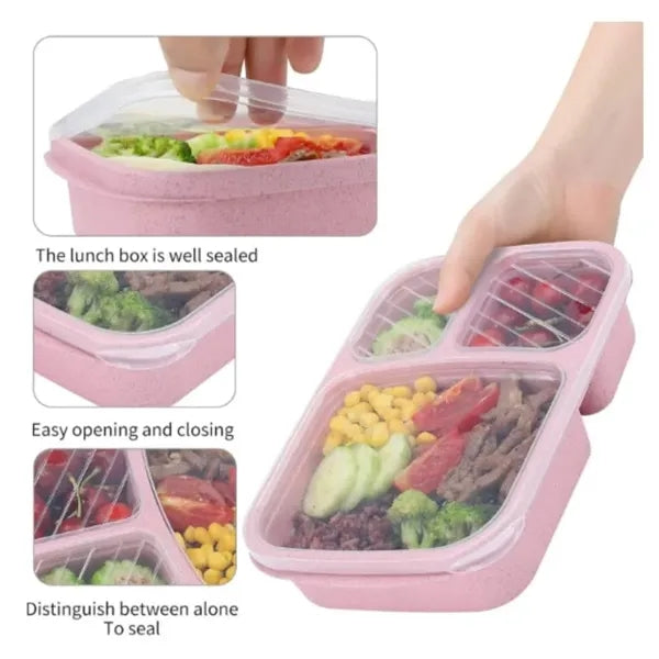 3 Compartment Wheat Straw Meal Prep Food Storage Containers