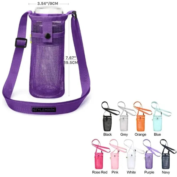 Water Bottle Holder Carrier with Adjustable Shoulder Strap