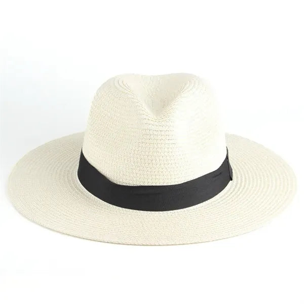 UPF 50+ Women Straw Panama Cap Travel Fedora Beach Sun Hat