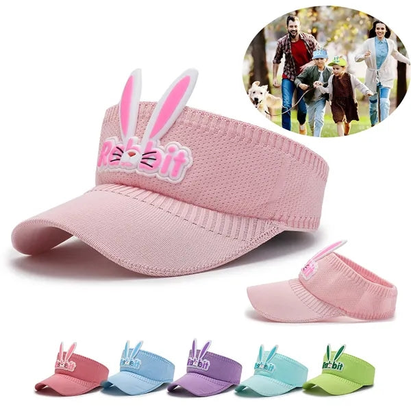 Summer UV Protection Beach Hat Bunny Ears Sun Visor for Kids