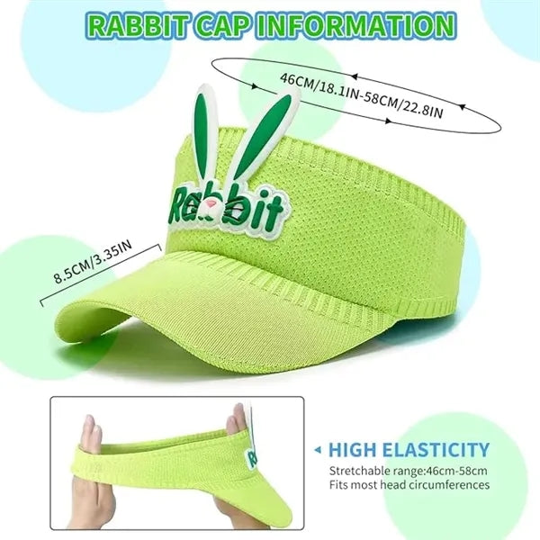 Summer UV Protection Beach Hat Bunny Ears Sun Visor for Kids