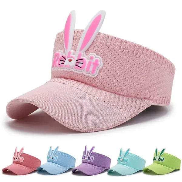 Summer UV Protection Beach Hat Bunny Ears Sun Visor for Kids