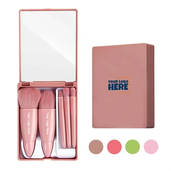 5PCS Mini Box Makeup Brush Mirror Set
