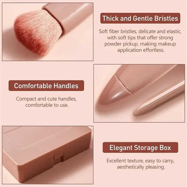 5PCS Mini Box Makeup Brush Mirror Set