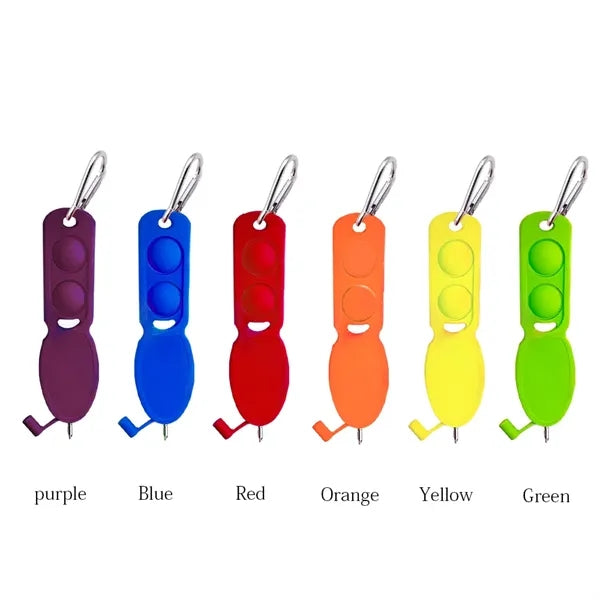 Push Pop Pen Keychain with Carabiner Clip
