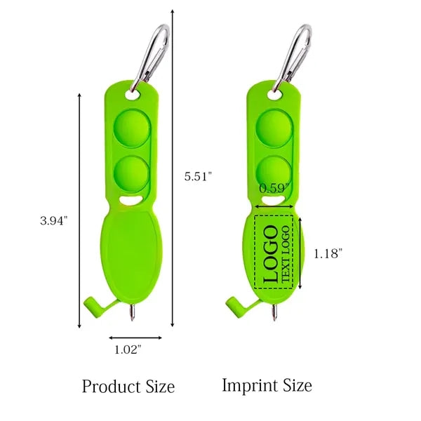 Push Pop Pen Keychain with Carabiner Clip