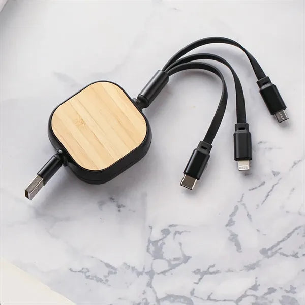 Eco-Friendly Retractable 3 in 1 Charging Cable Bamboo