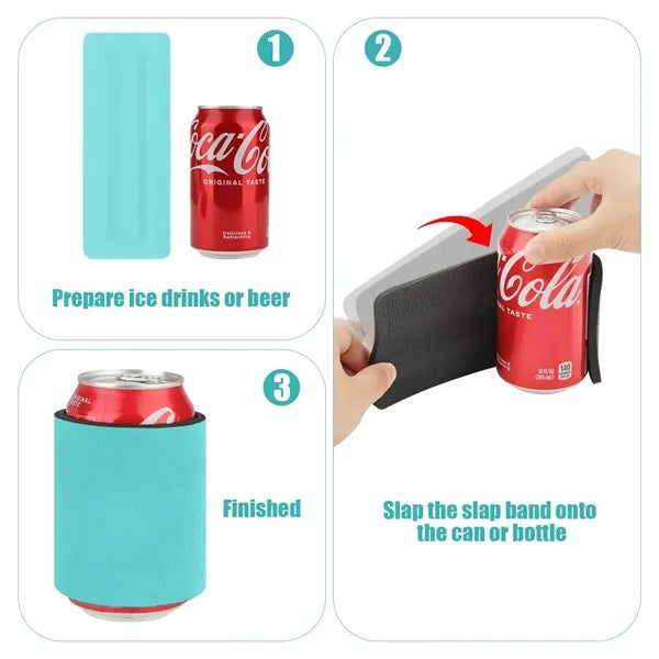 12oz Can Cooler Sleeve With Non Slip Spring Band Wrap