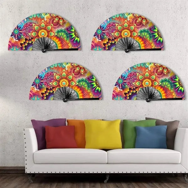 Festival party dancing decorative rainbow large folding fan