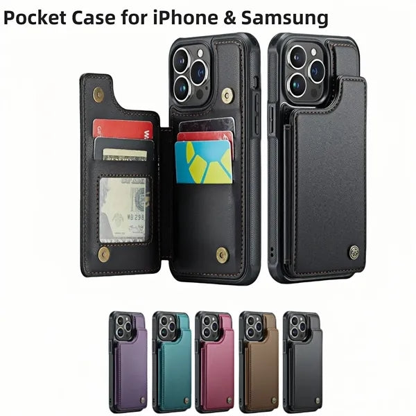 RFID Blocking iPhone Samsung Wallet With Stand