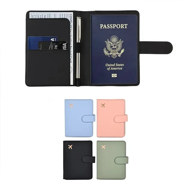 Slim Travel Passport Wallet with Pen Holder