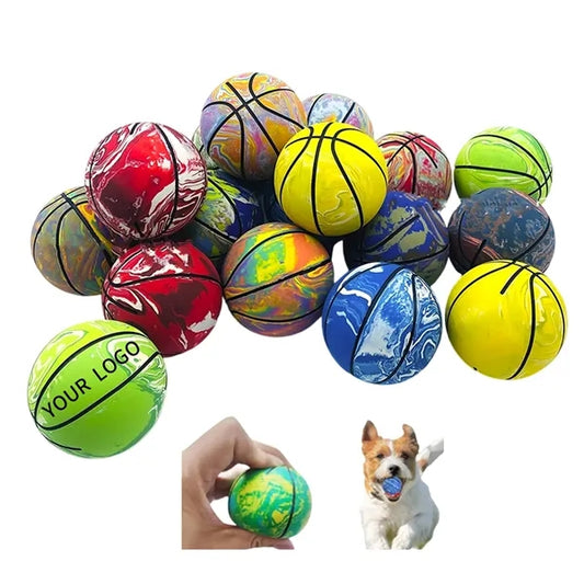 Rubber Bouncy Ball Mini Basketball Dog Toy