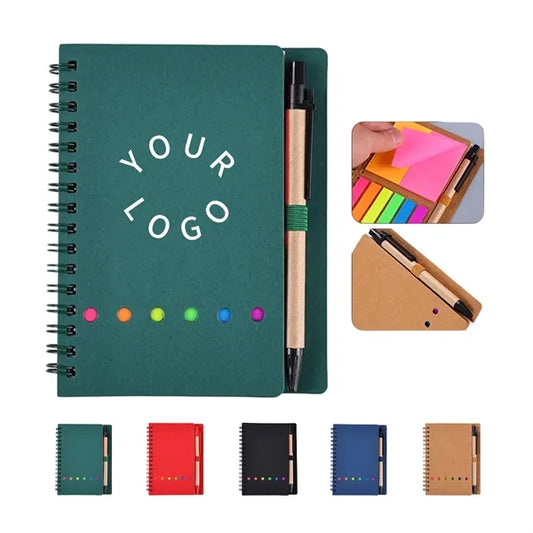Kraft Paper Notebook With Sticky Notes And Pen