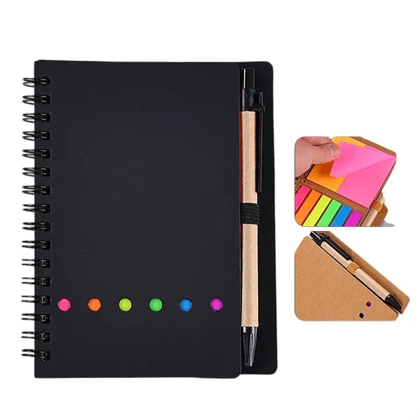 Kraft Paper Notebook With Sticky Notes And Pen