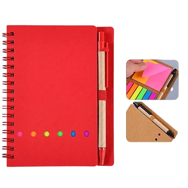 Kraft Paper Notebook With Sticky Notes And Pen