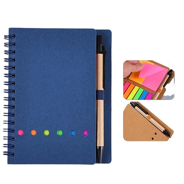 Kraft Paper Notebook With Sticky Notes And Pen