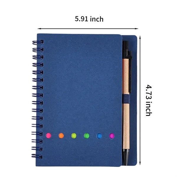 Kraft Paper Notebook With Sticky Notes And Pen