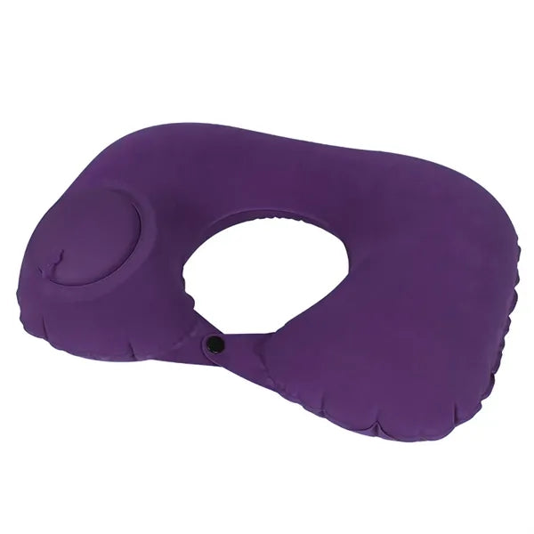 Manually pressable inflatable portable shrinkable pillow