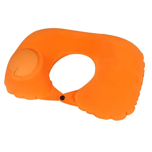 Manually pressable inflatable portable shrinkable pillow