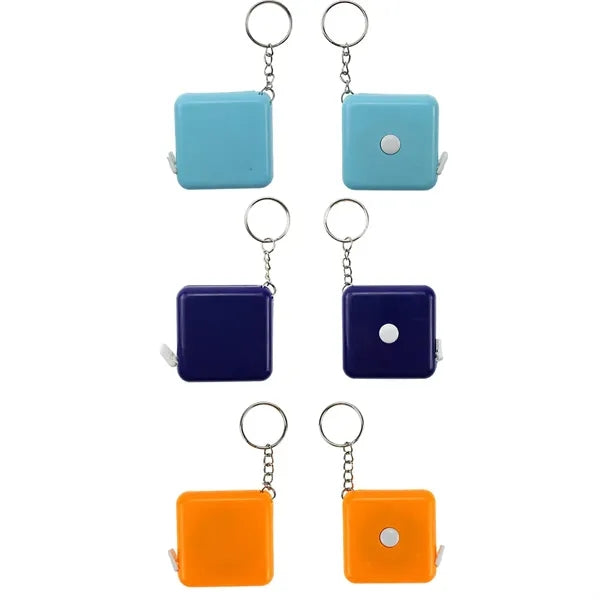 Keychain Tape Measure W/ Button Portable Compact