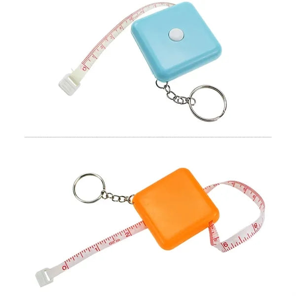 Keychain Tape Measure W/ Button Portable Compact