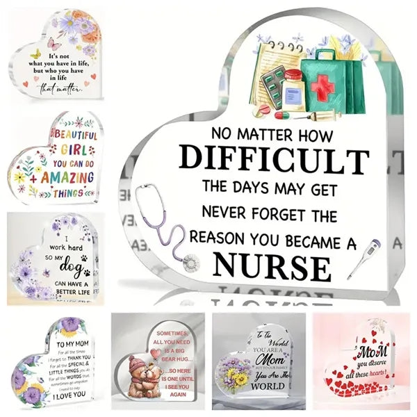 Acylic Heart Shape Block Plaque Gift Keepsake Award