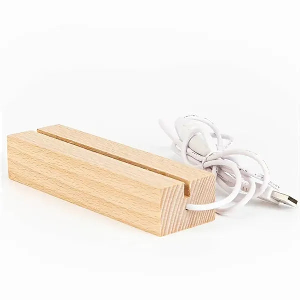 Wooden LED Light Base Night Lamp Acrylic Display Stand
