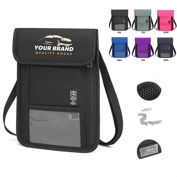 Passport Holder W/ Anti-Theft RFID Protection Neck Wallet