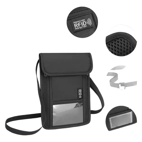 Passport Holder W/ Anti-Theft RFID Protection Neck Wallet