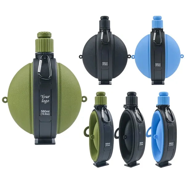 Portable Foldable Silicone Compass Camping Water Bottle