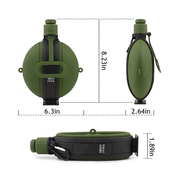 Portable Foldable Silicone Compass Camping Water Bottle