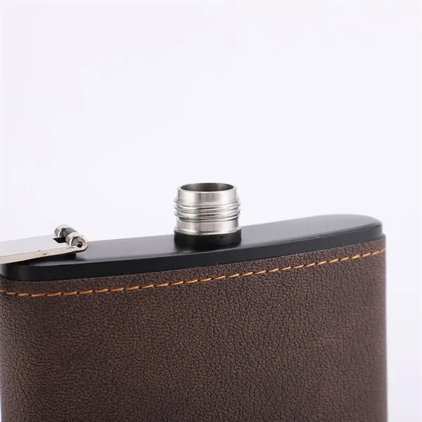 8Oz. Customizable Leather-Wrapped Hip Flask