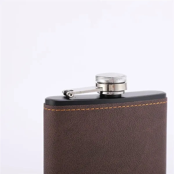 8Oz. Customizable Leather-Wrapped Hip Flask