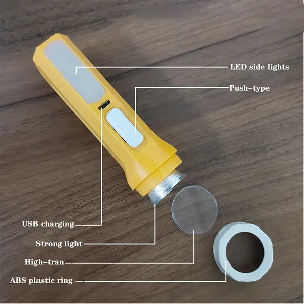 LED flashlight with side light