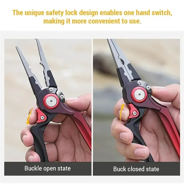 Self-Locking Fishing Pliers Braided Line Cutter Fish Lure Re
